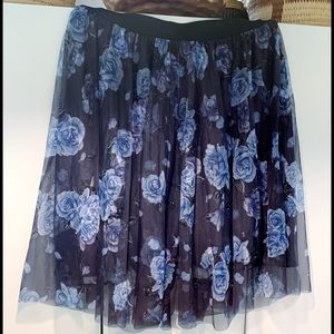 Torrid Grey with Blue Flowers Skirt